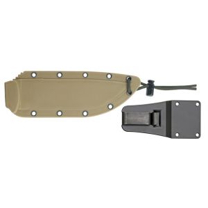 ESEE 6P Black Fixed Blade Knife with Desert Tan Molded Plastic Sheath